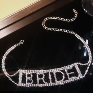 Rhinestone “BRIDE” Choker Necklace | Sparkly Bridal Bachelorette Wedding Jewelry